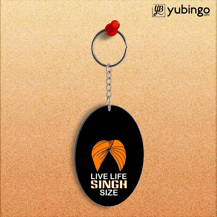 Live Life Singh Size Oval Key Chain-Image2