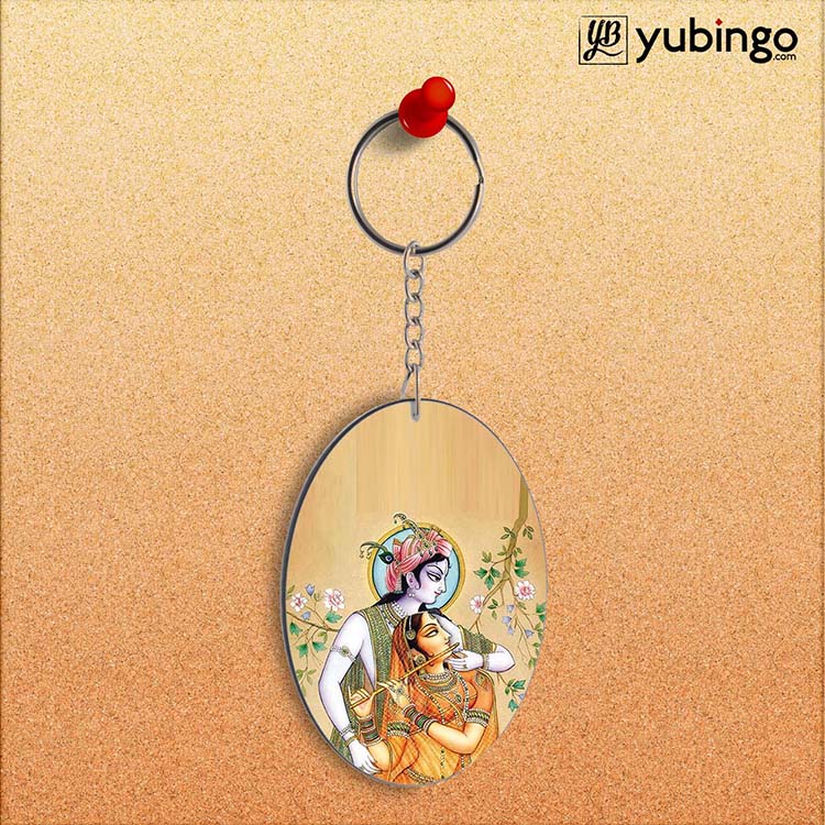 Lord Krishna with Radha Oval Key Chain-Image2