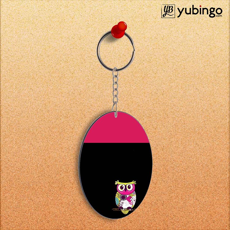 Lovely Owl Oval Key Chain-Image2
