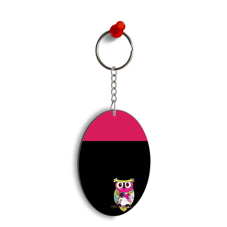 Lovely Owl Oval Key Chain