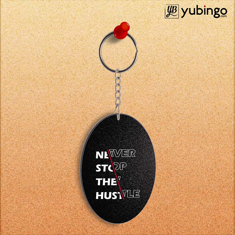 Never Stop Hustle Oval Key Chain-Image2