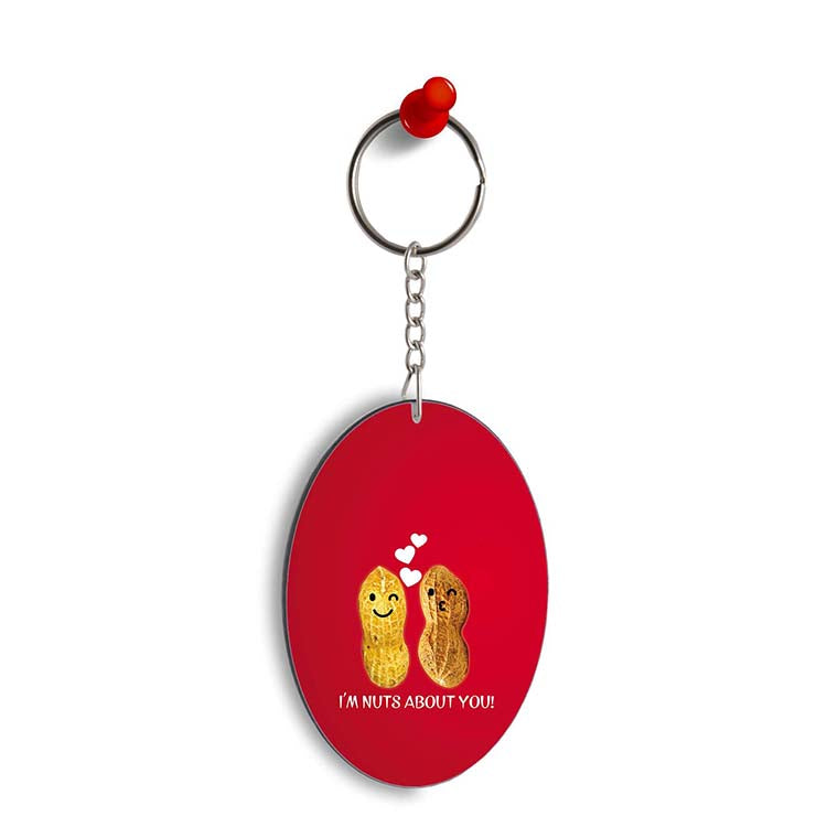 Nuts About You Oval Key Chain
