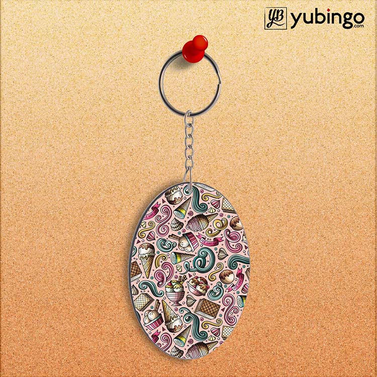 Pink Ice Cream Oval Key Chain-Image2