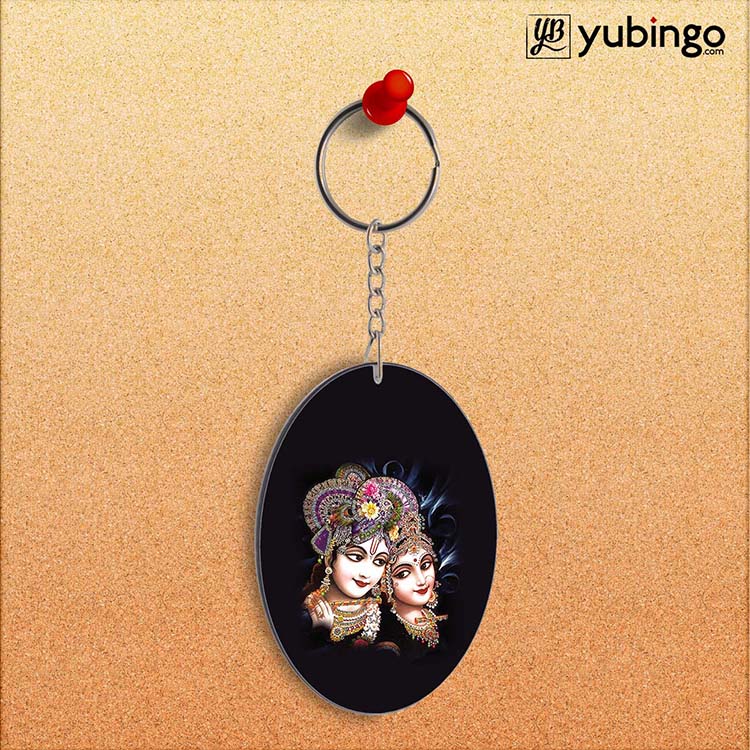Radha And Krishna Oval Key Chain-Image2