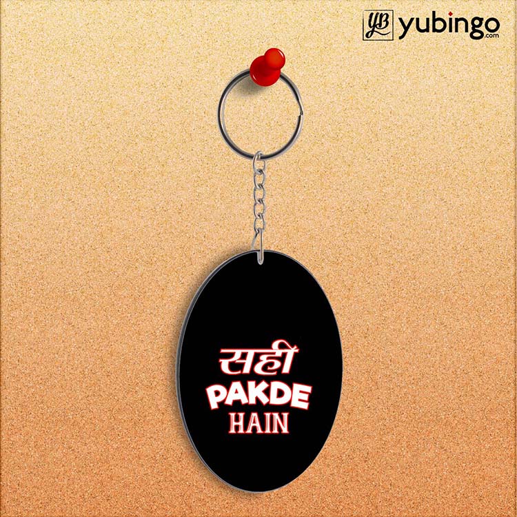 Sahi Pakde Hain Oval Key Chain-Image2