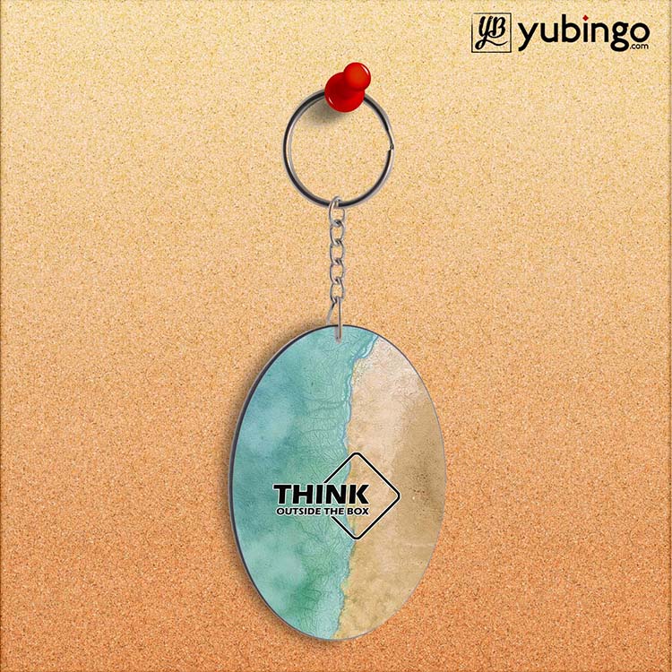 Think Outside The Box Oval Key Chain-Image2