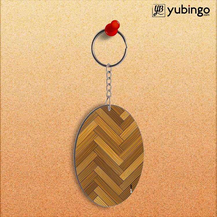 Wood Pattern Oval Key Chain-Image2