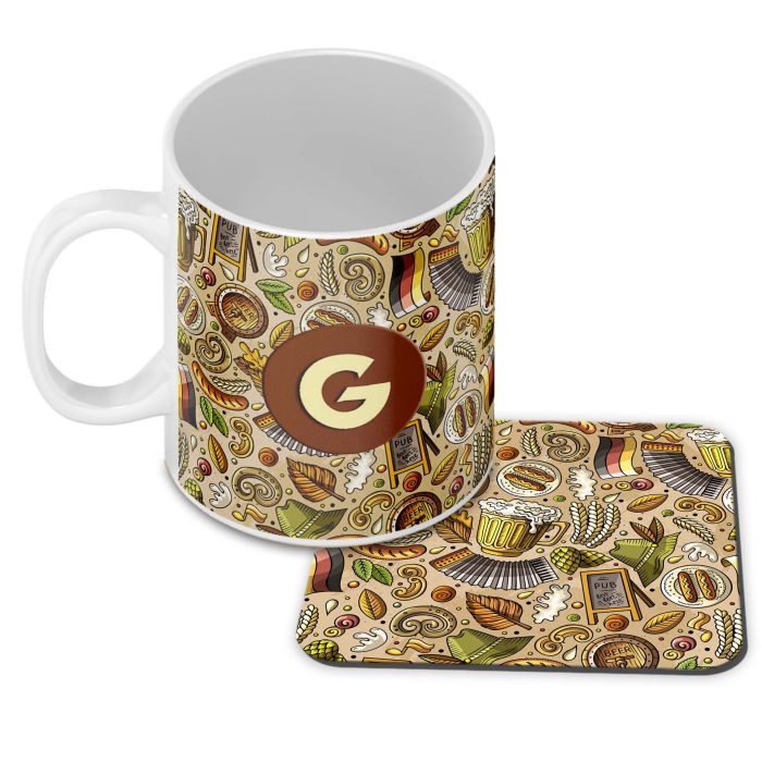 Cowboy Beer Customised Alphabet Coffee Mug With Coaster