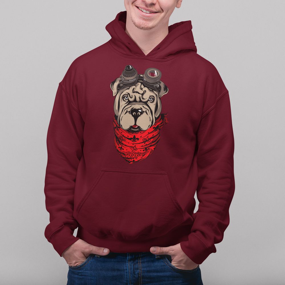 Dog Punk Hoodie-Maroon