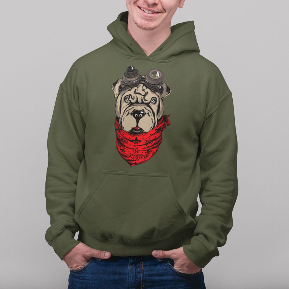 Dog Punk Hoodie-Olive