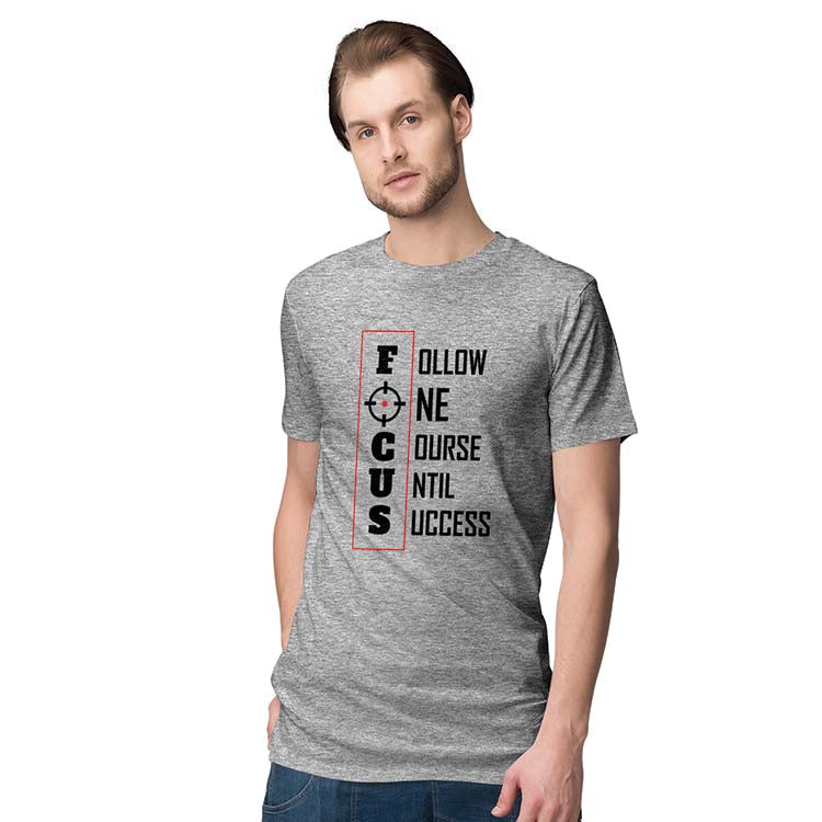 Focus Men T-Shirt-Grey Melange