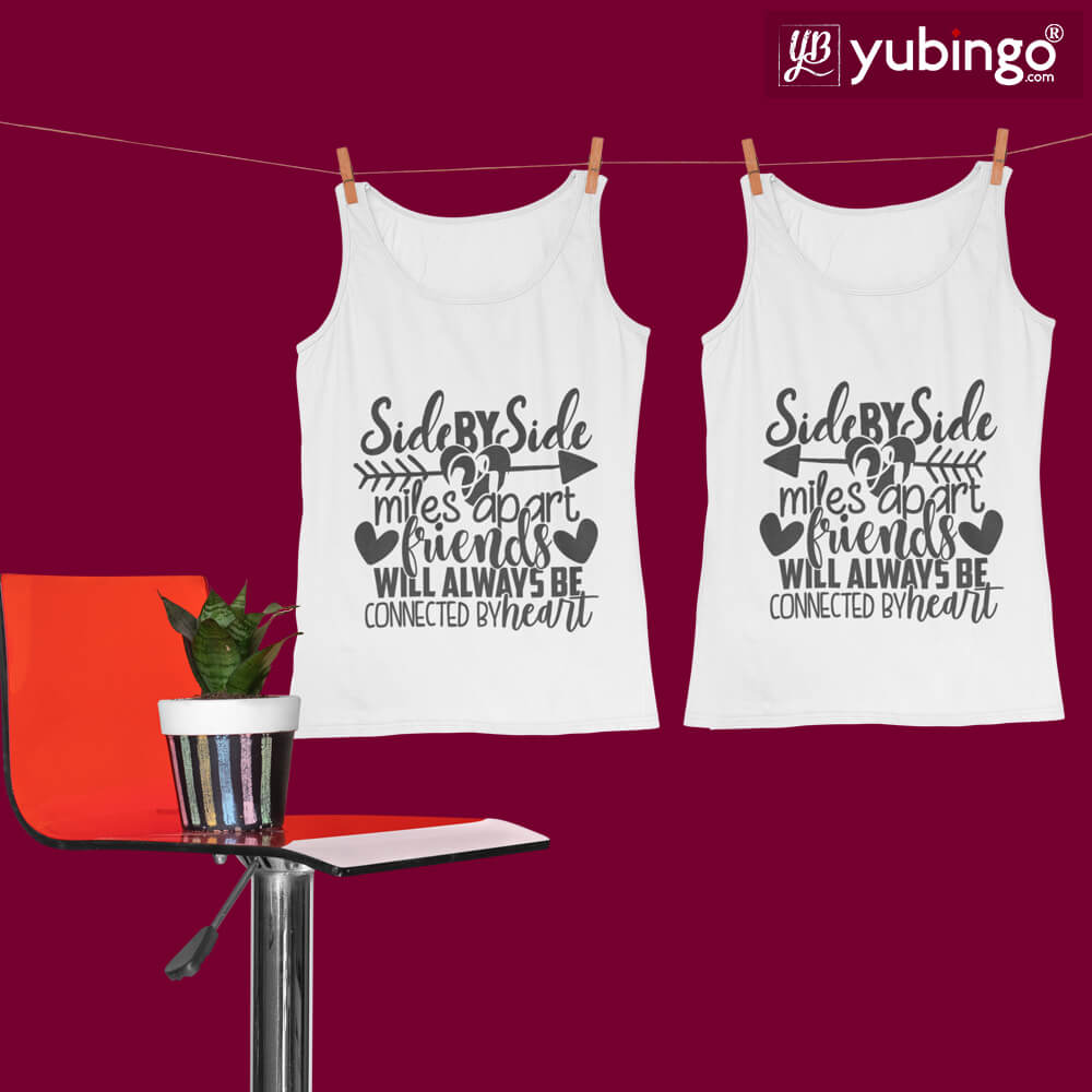 Friends Connected By Heart Tank Tops-White