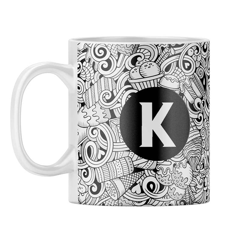 Ice Cream Sketch Customised Alphabet Coffee Mug