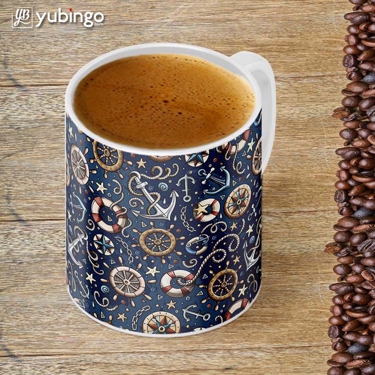 Nautical Blue Customised Alphabet Coffee Mug-Image4