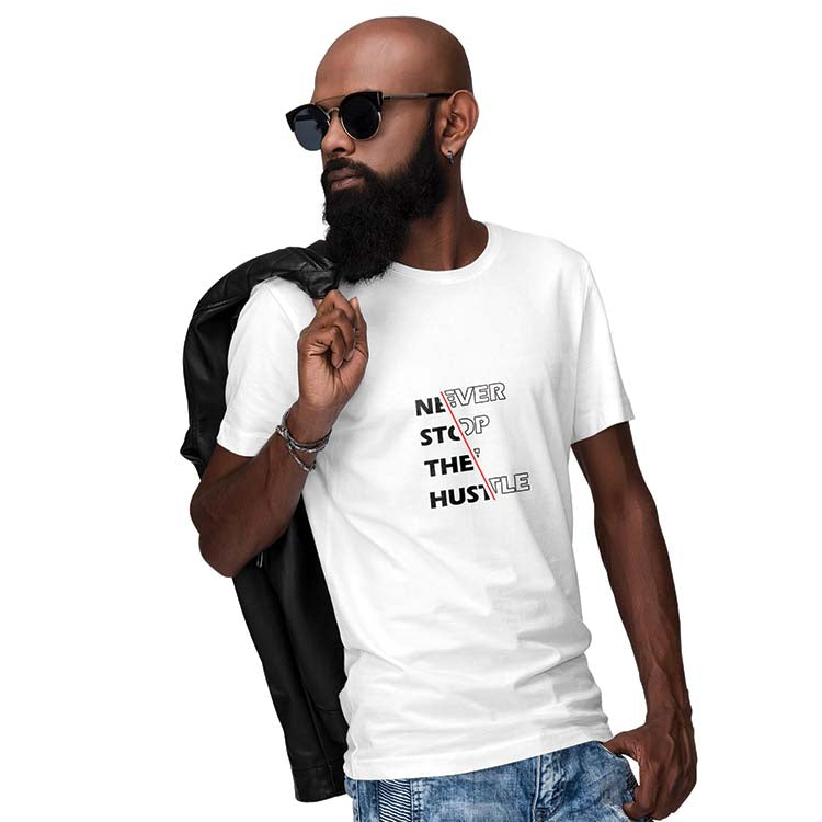Never Stop Hustle Men T-Shirt-White