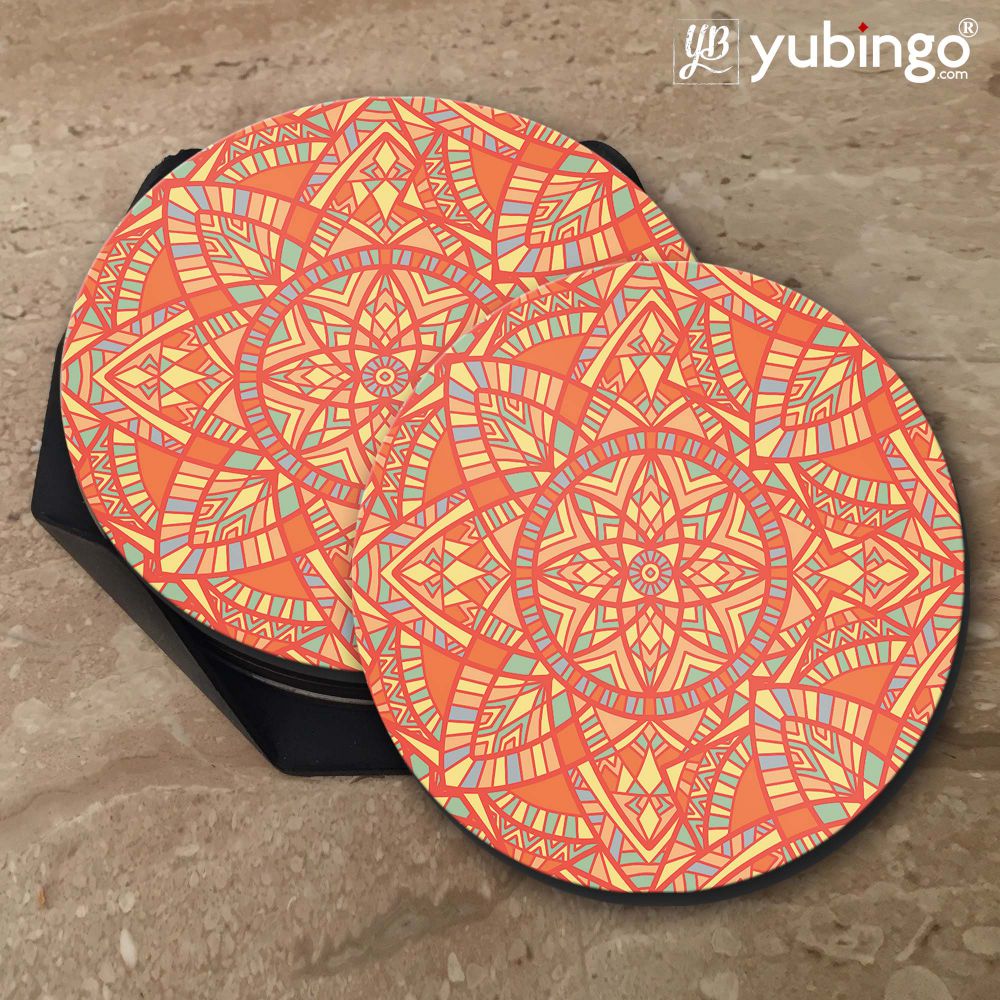 Orange Mandala Coasters-Image5