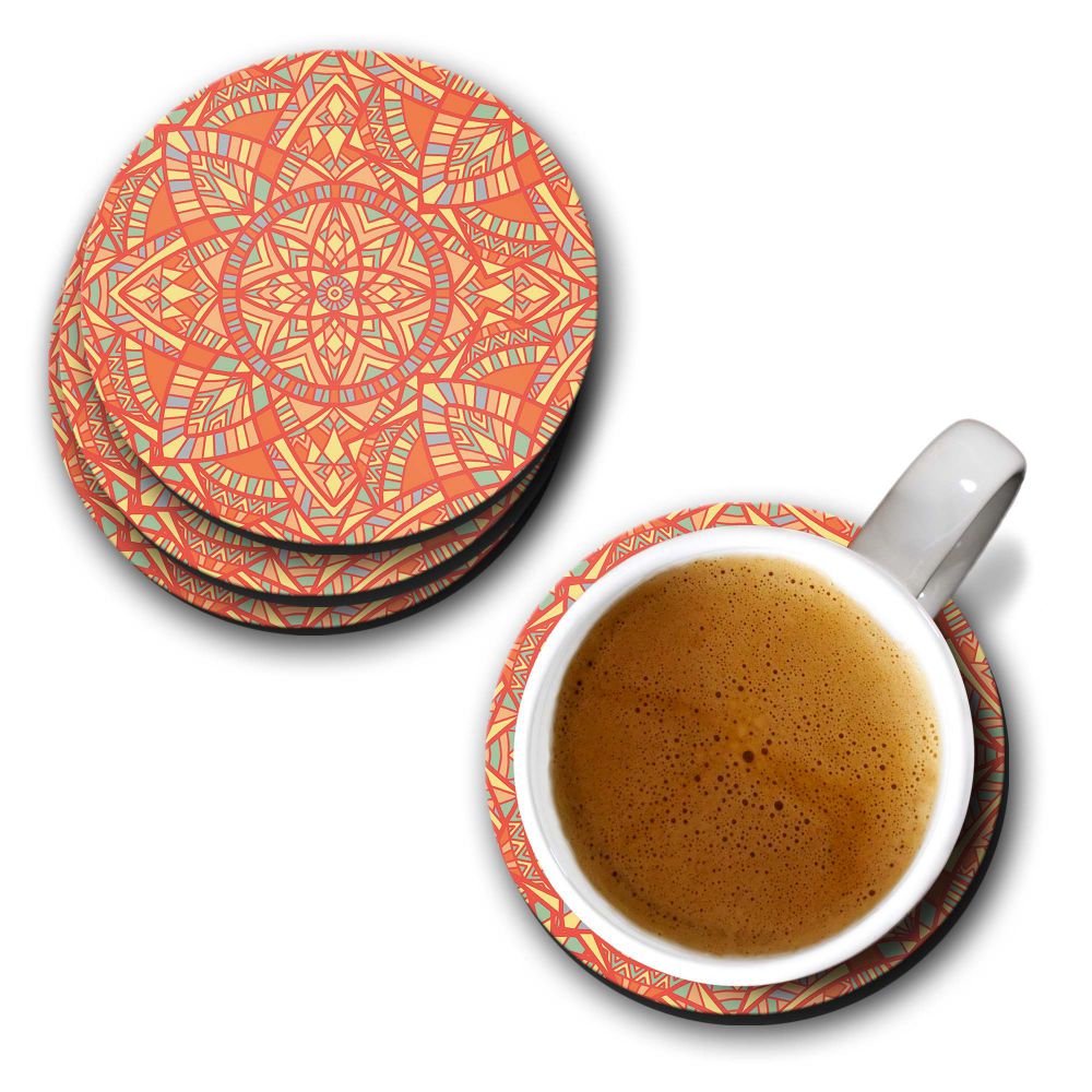 Orange Mandala Coasters
