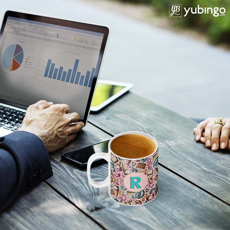 Pink Ice Cream Customised Alphabet Coffee Mug-Image2