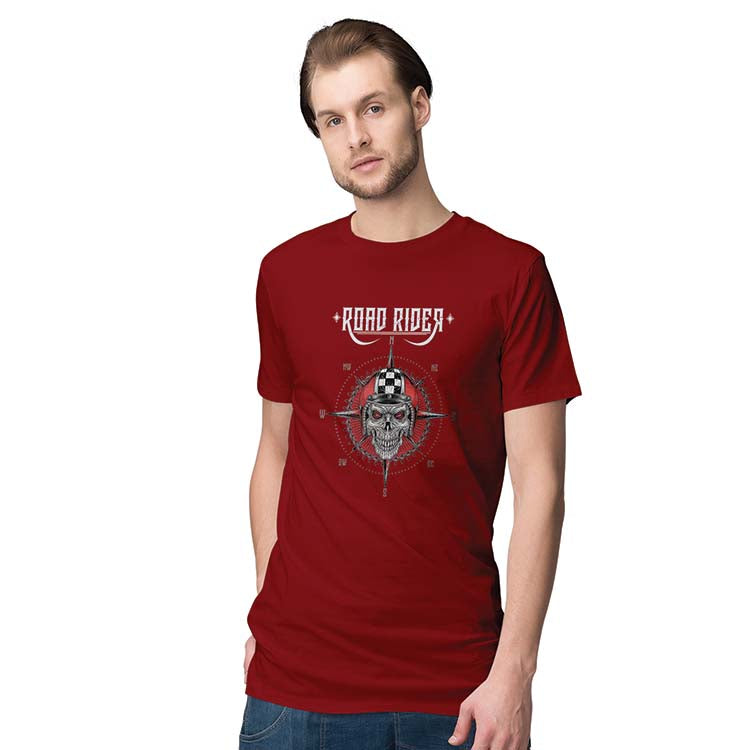 Road Rider Men T-Shirt-Maroon
