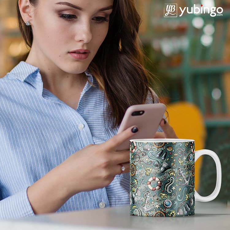 Sea Green Customised Alphabet Coffee Mug-Image3