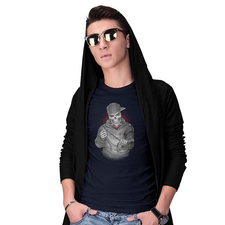 Skull Chain Men T-Shirt-Navy Blue
