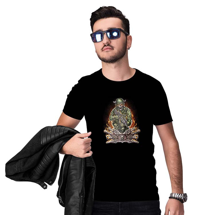 Soldier Skull Men T-Shirt-Black