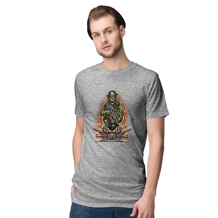 Soldier Skull Men T-Shirt-Grey Melange