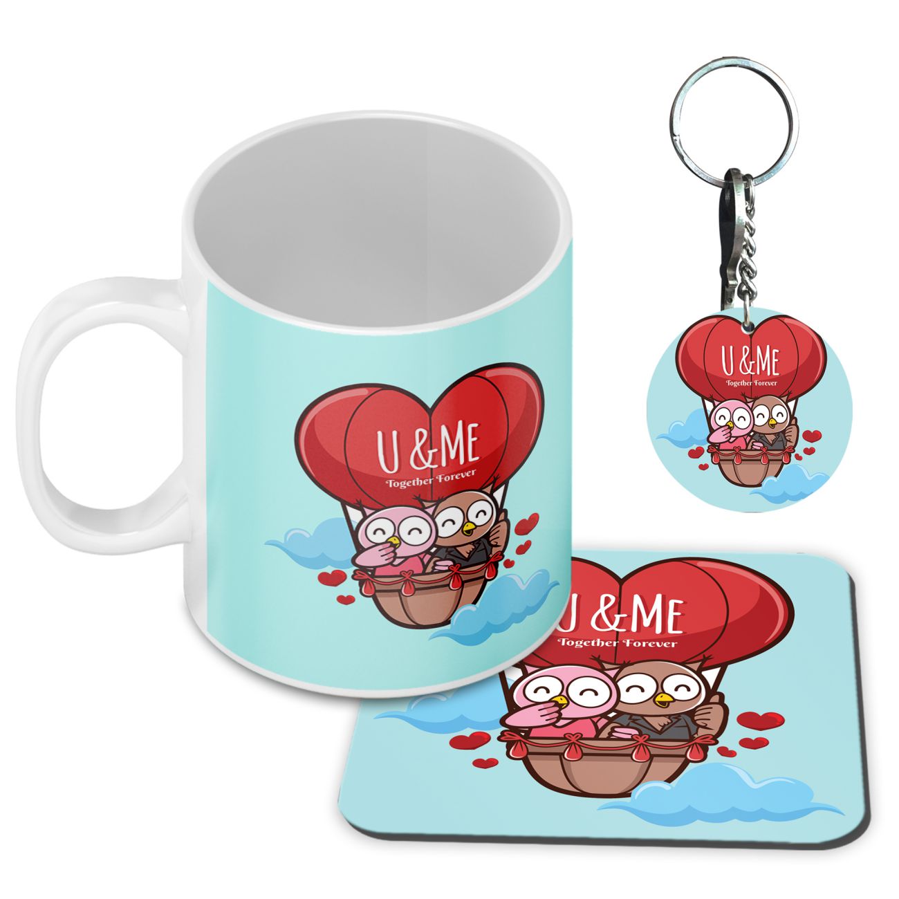 Together Forever Always Coffee Mug with Coaster and Keychain