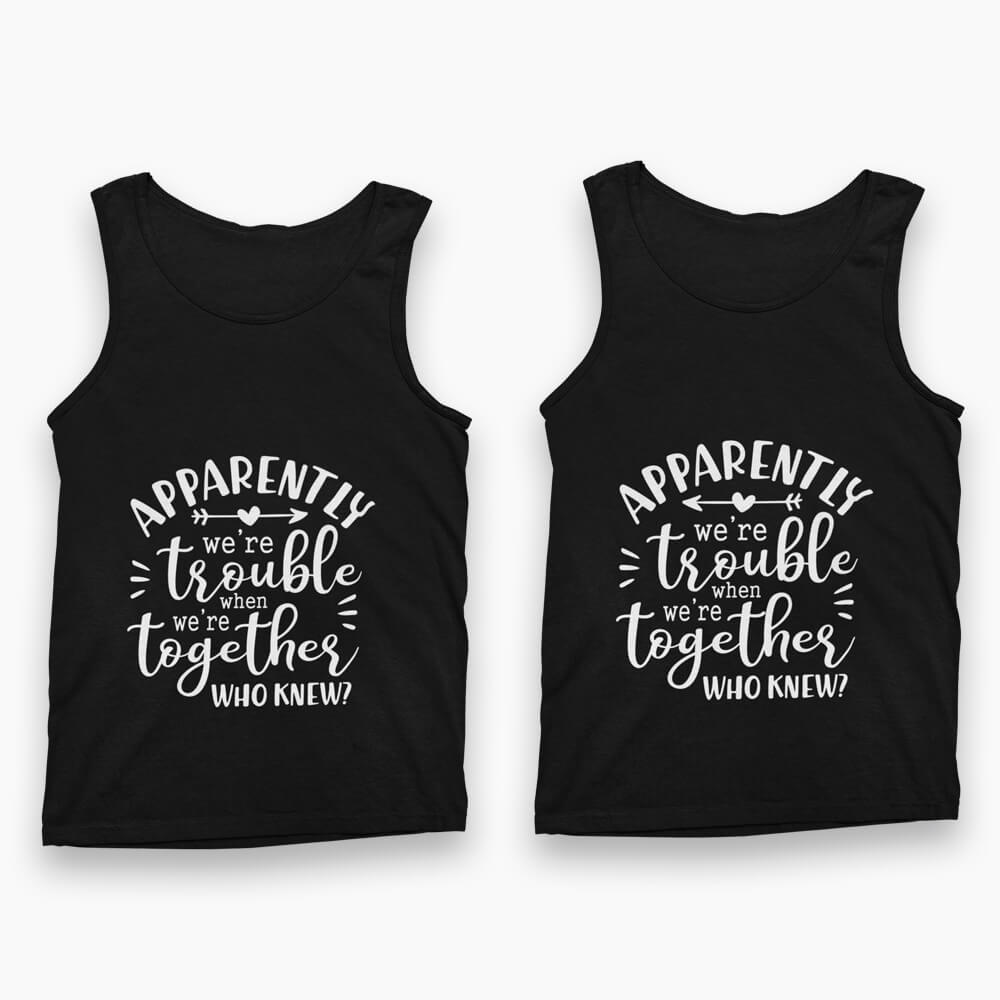Trouble Together Tank Tops-White