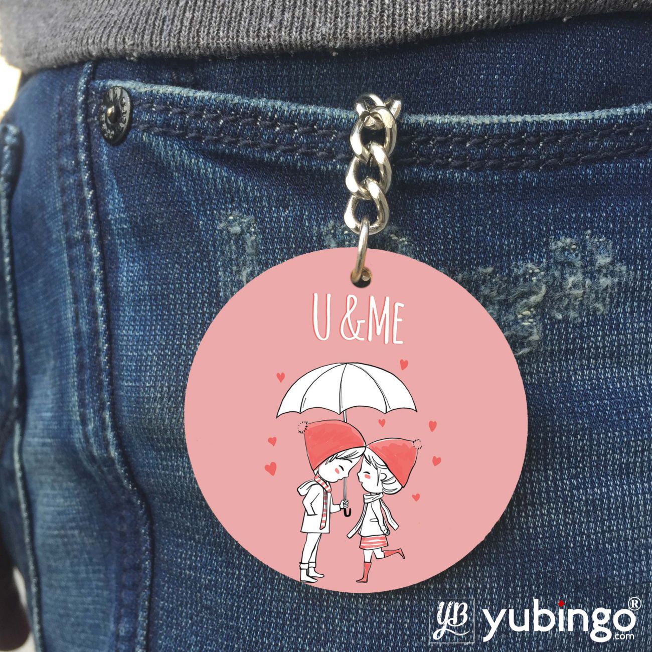 U and Me Coffee Mug with Coaster and Keychain-Image4