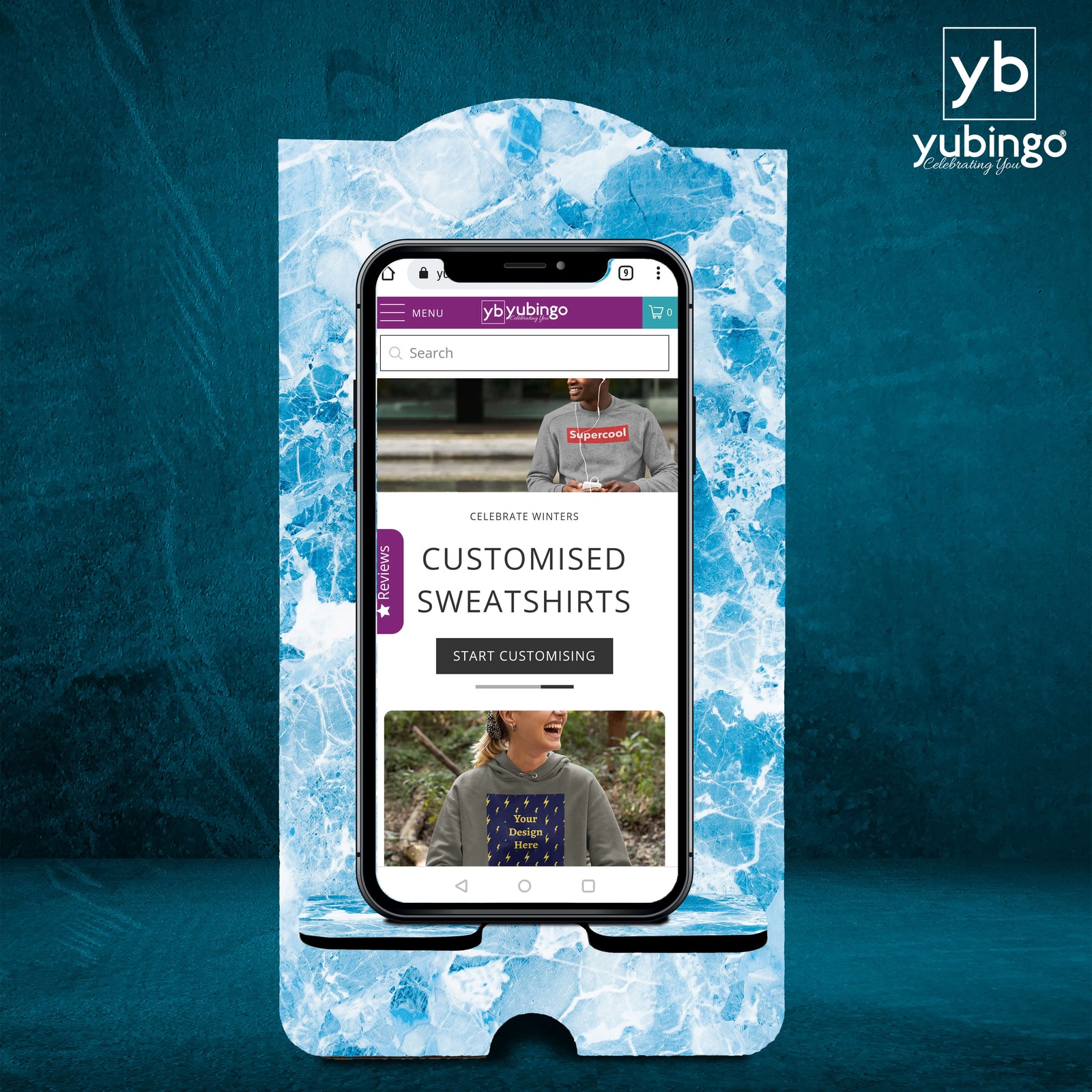 Watery Blue Marble Print Mobile Stand-Image2