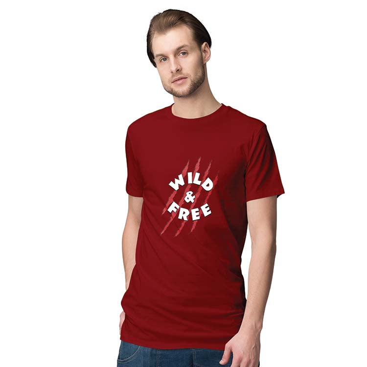 Wild and Free Men T-Shirt-Maroon