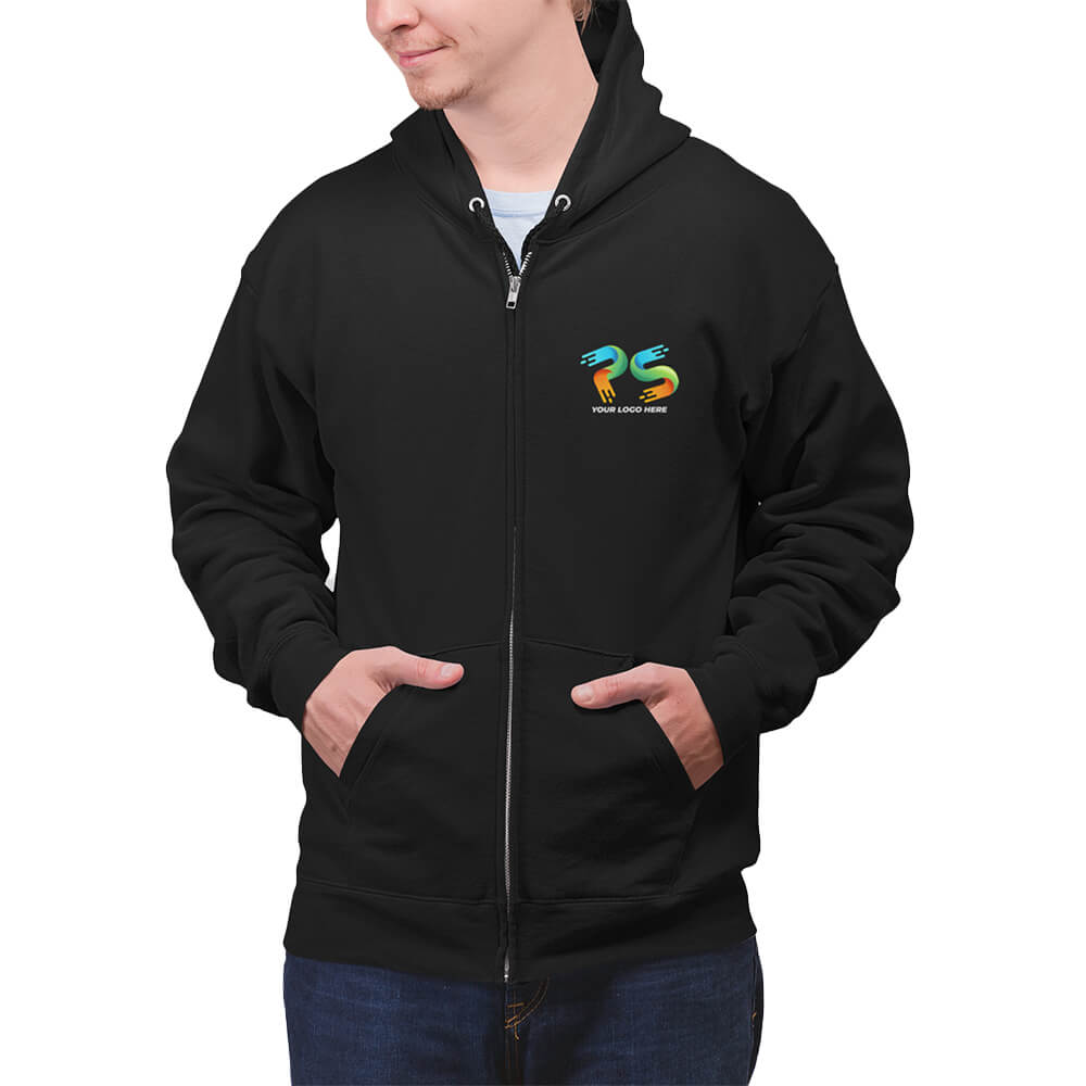 Black Customised Zipper Hoodie - Front Print