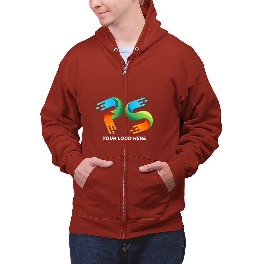 Maroon Customised Zipper Hoodie - Front Print