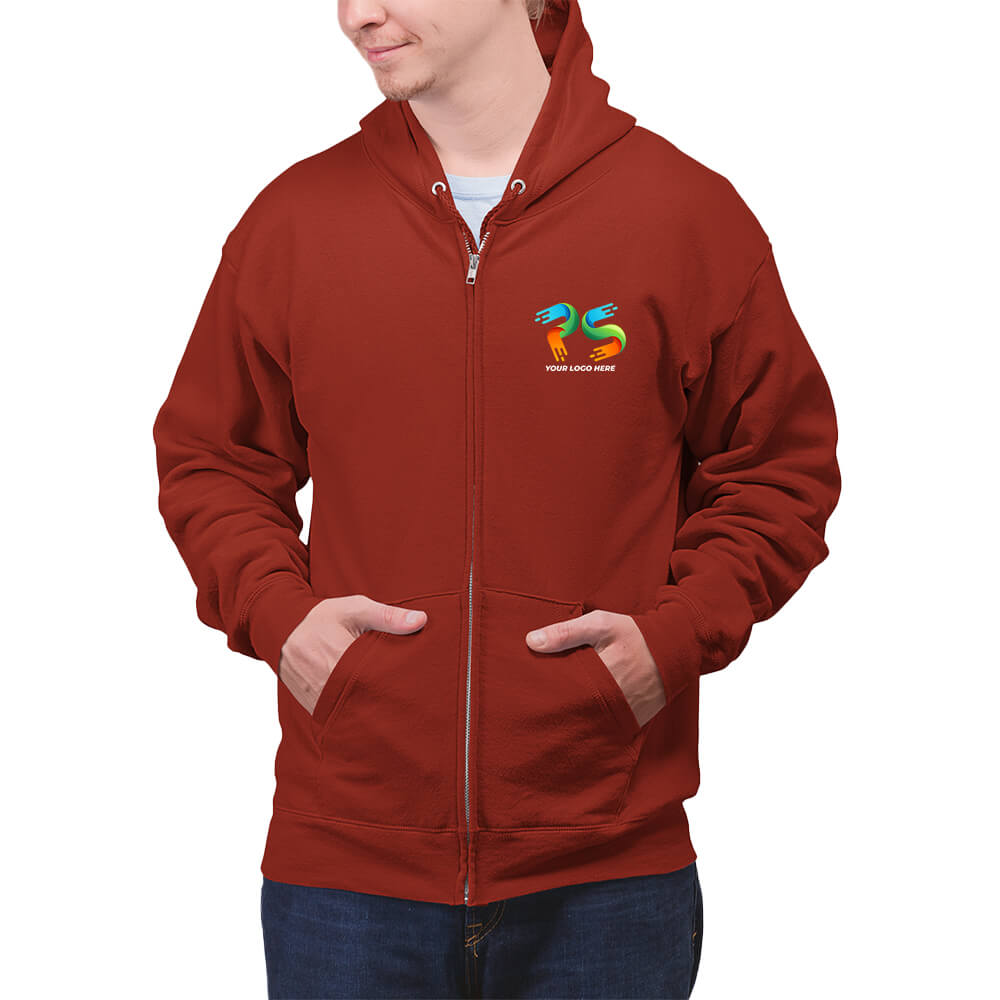 Maroon Customised Zipper Hoodie - Front Print