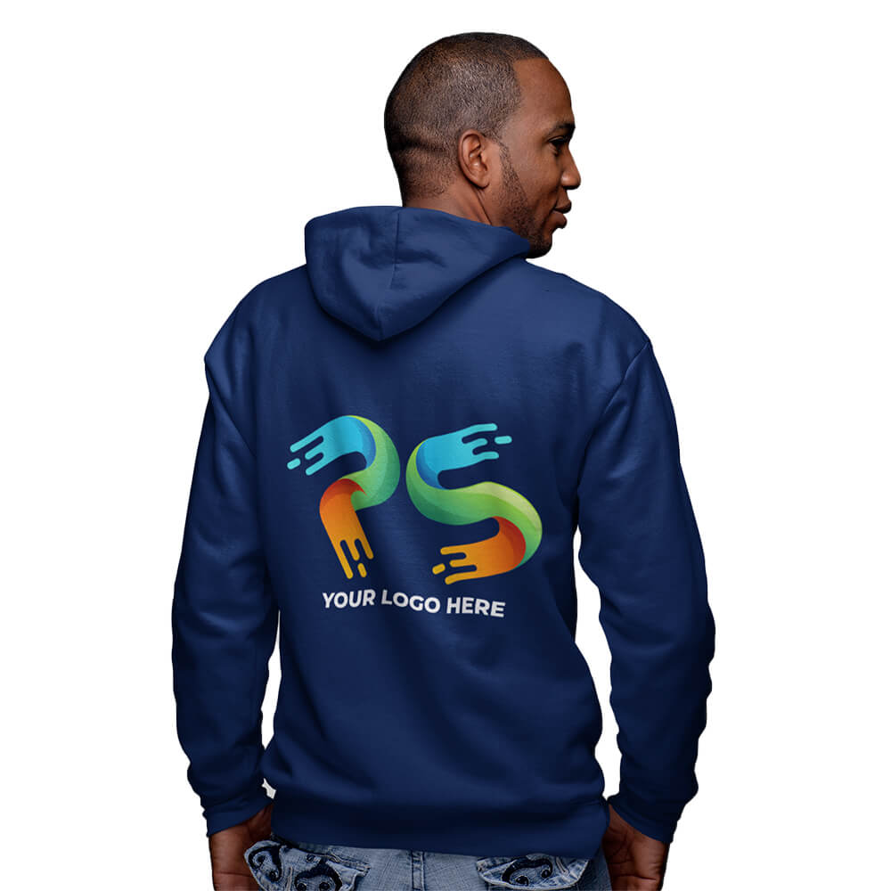 Navy Blue Customised Zipper Hoodie - Front and Back Print