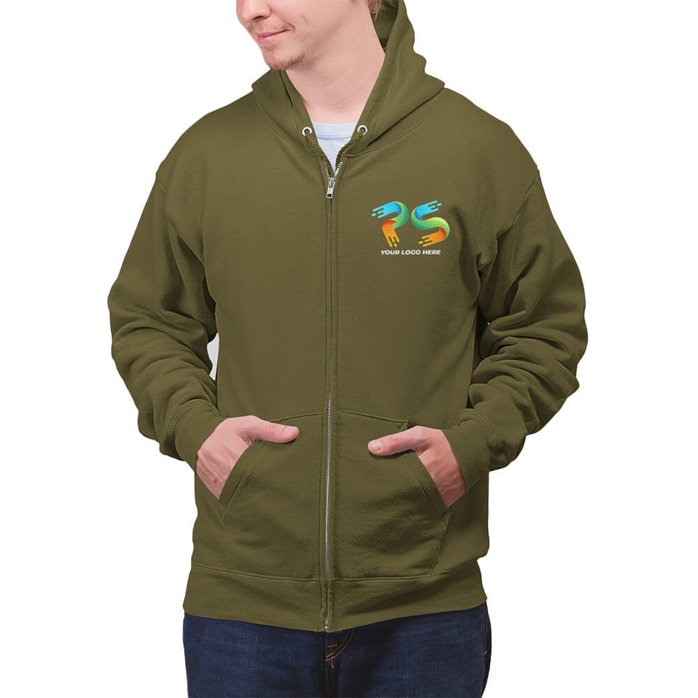 Kiwi Green Customised Zipper Hoodie - Front and Back Print