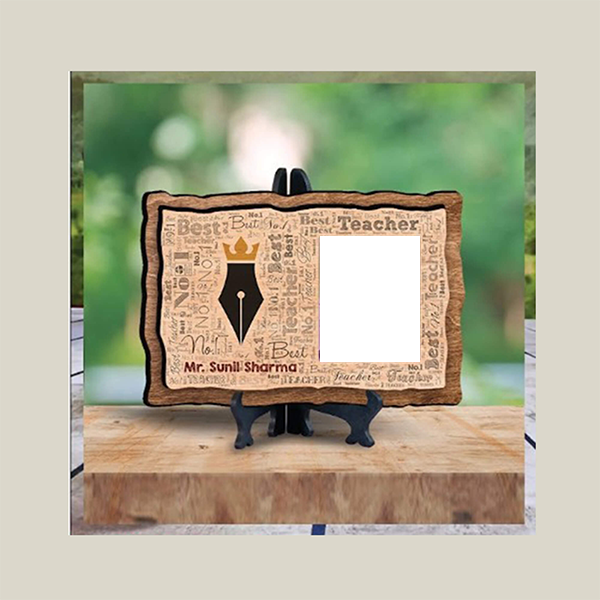 Wooden Plaque Photo Frame - MDF Wood, 8x6 Inches