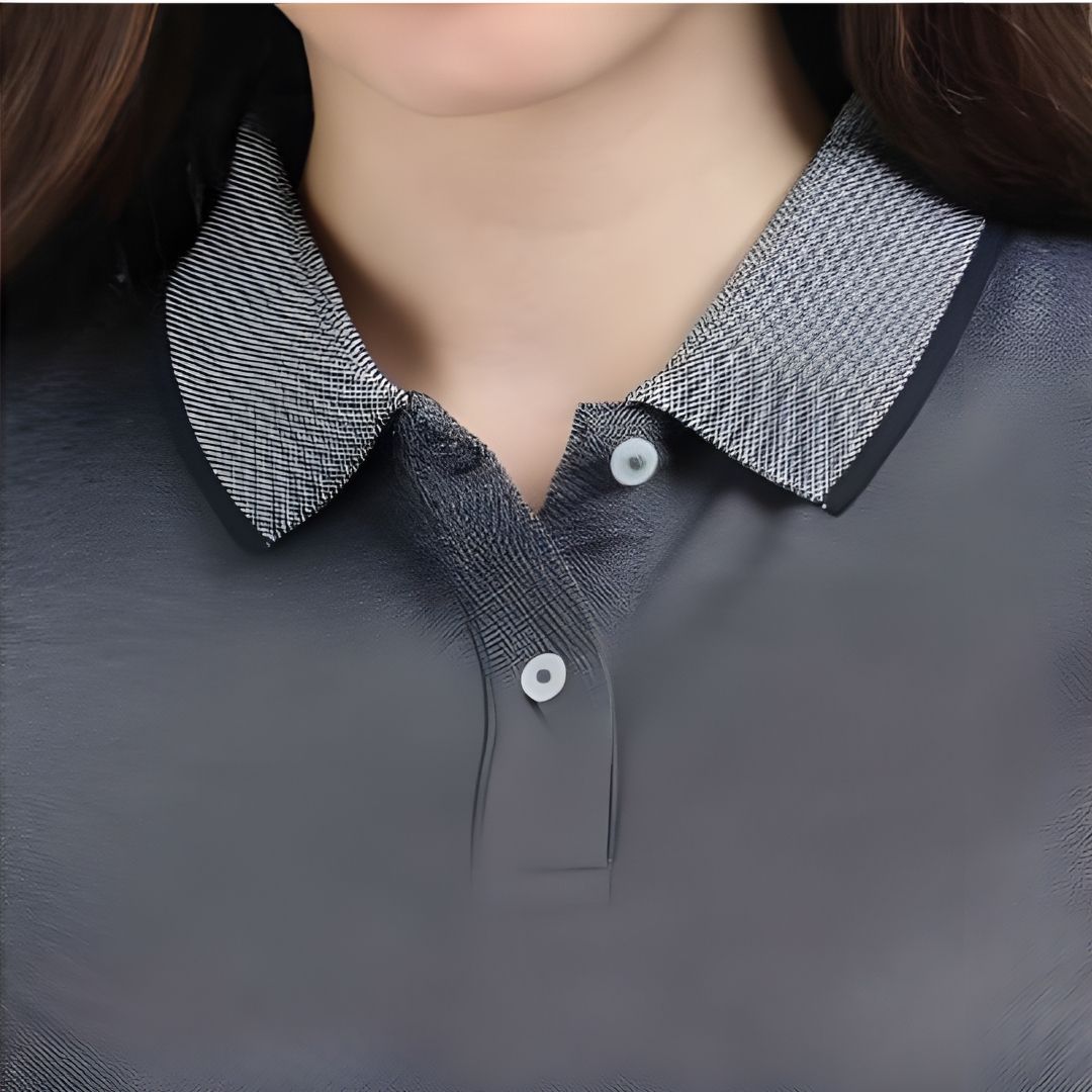 YES Women’s Grey Polo T-Shirt – Stylish Cotton Comfort Wear