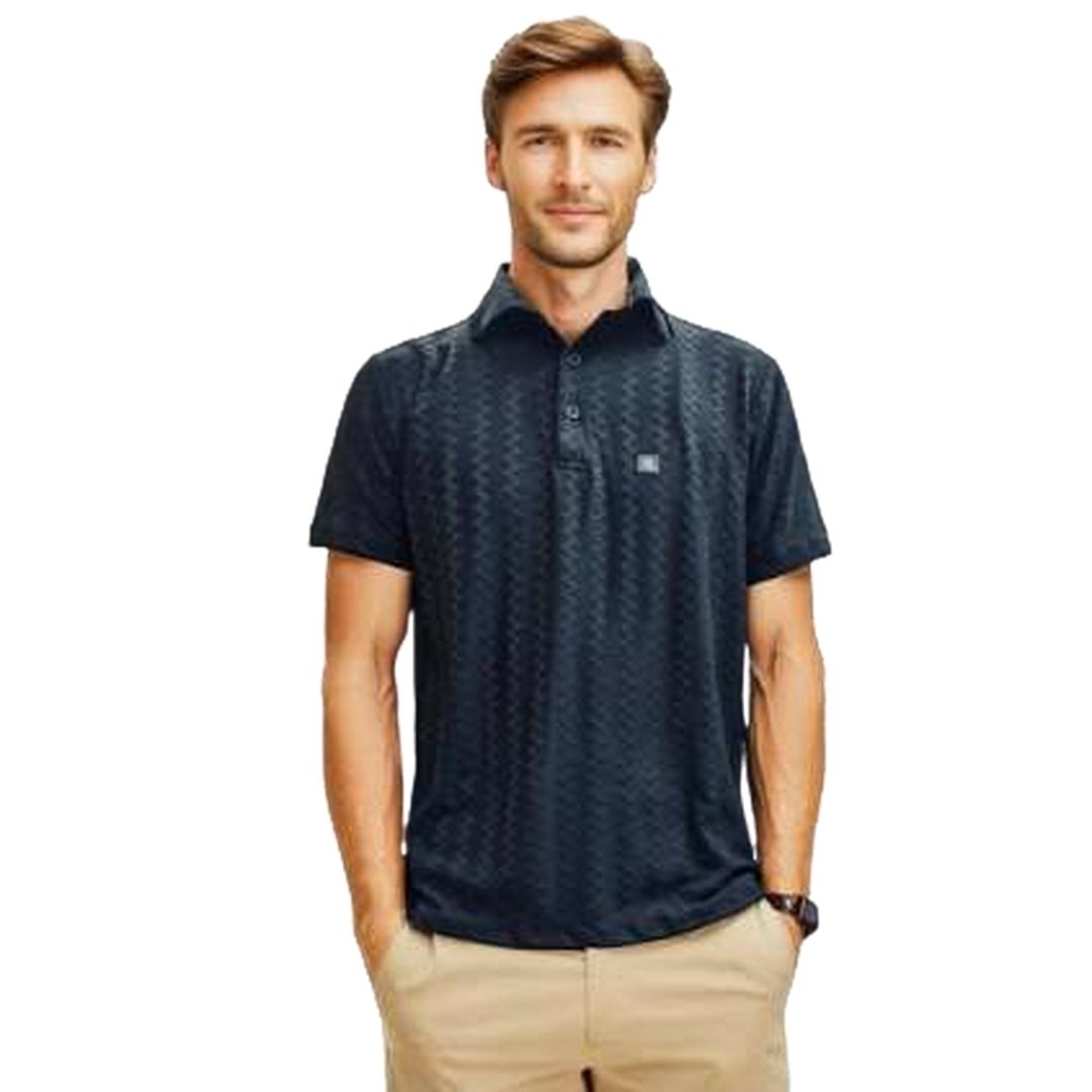 Nauticon black saw jacquard unisex polo t-shirt made from 100% polyester
