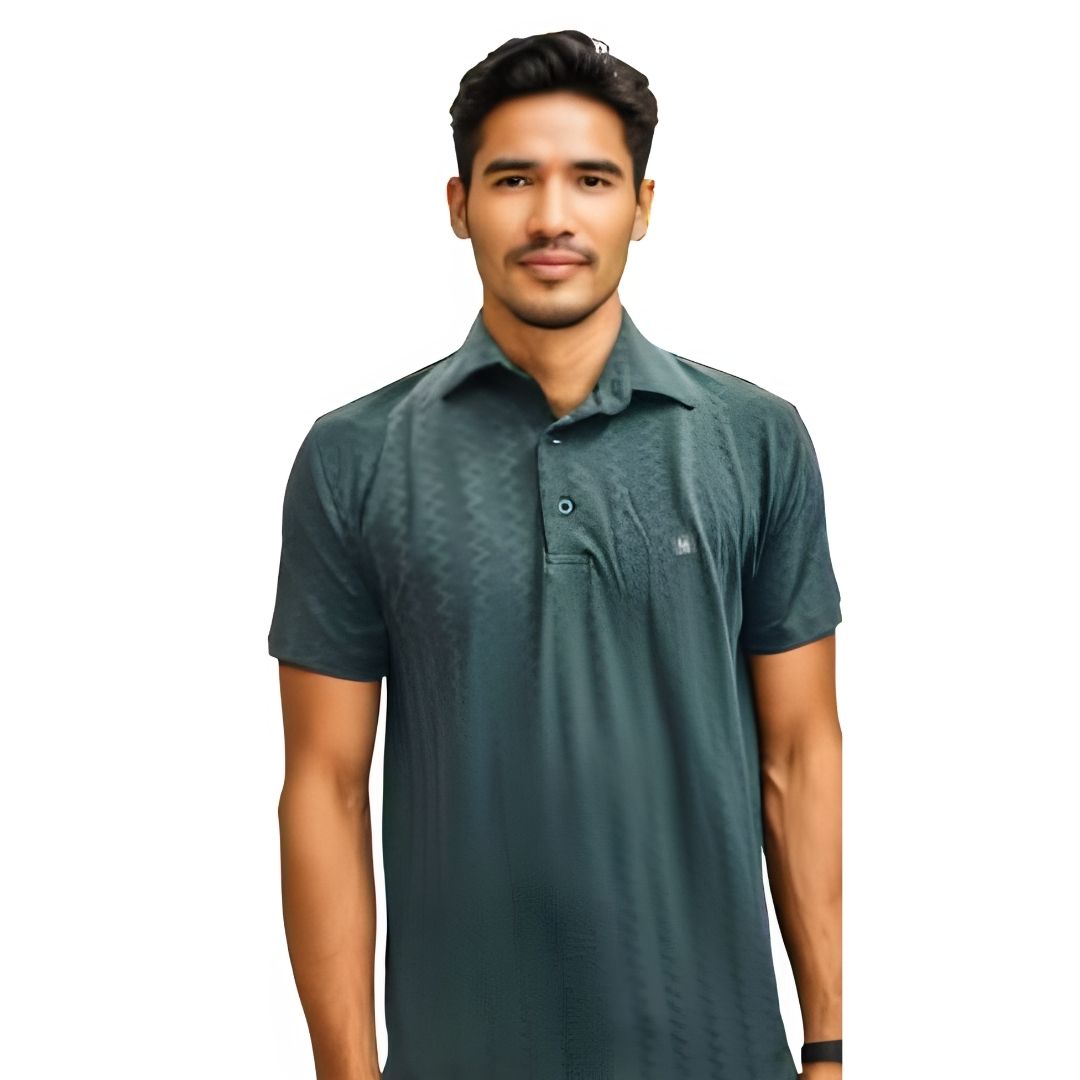 Nauticon Olive Saw Jacquard Unisex Polo T-Shirt – stylish polyester polo for men and women