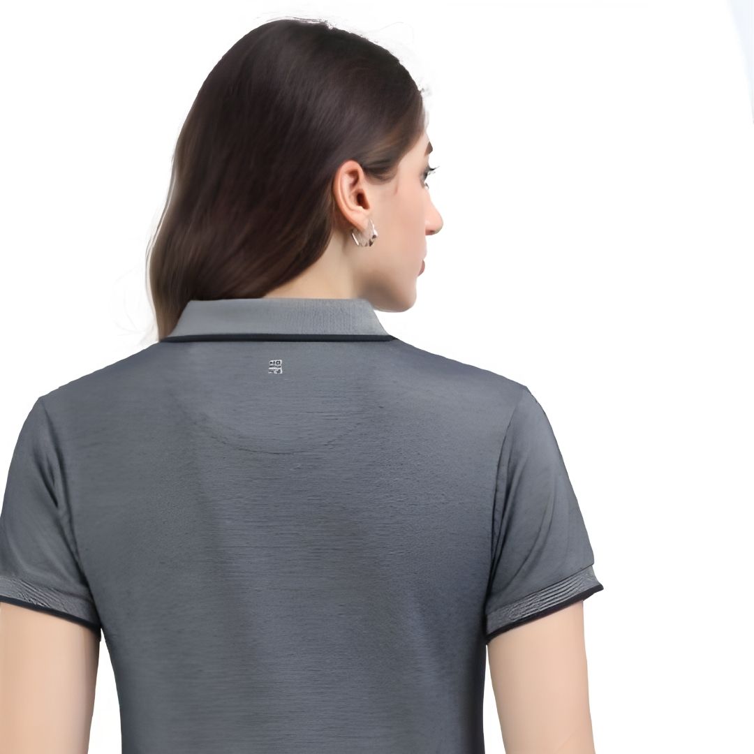 YES Women’s Grey Polo T-Shirt – Stylish Cotton Comfort Wear