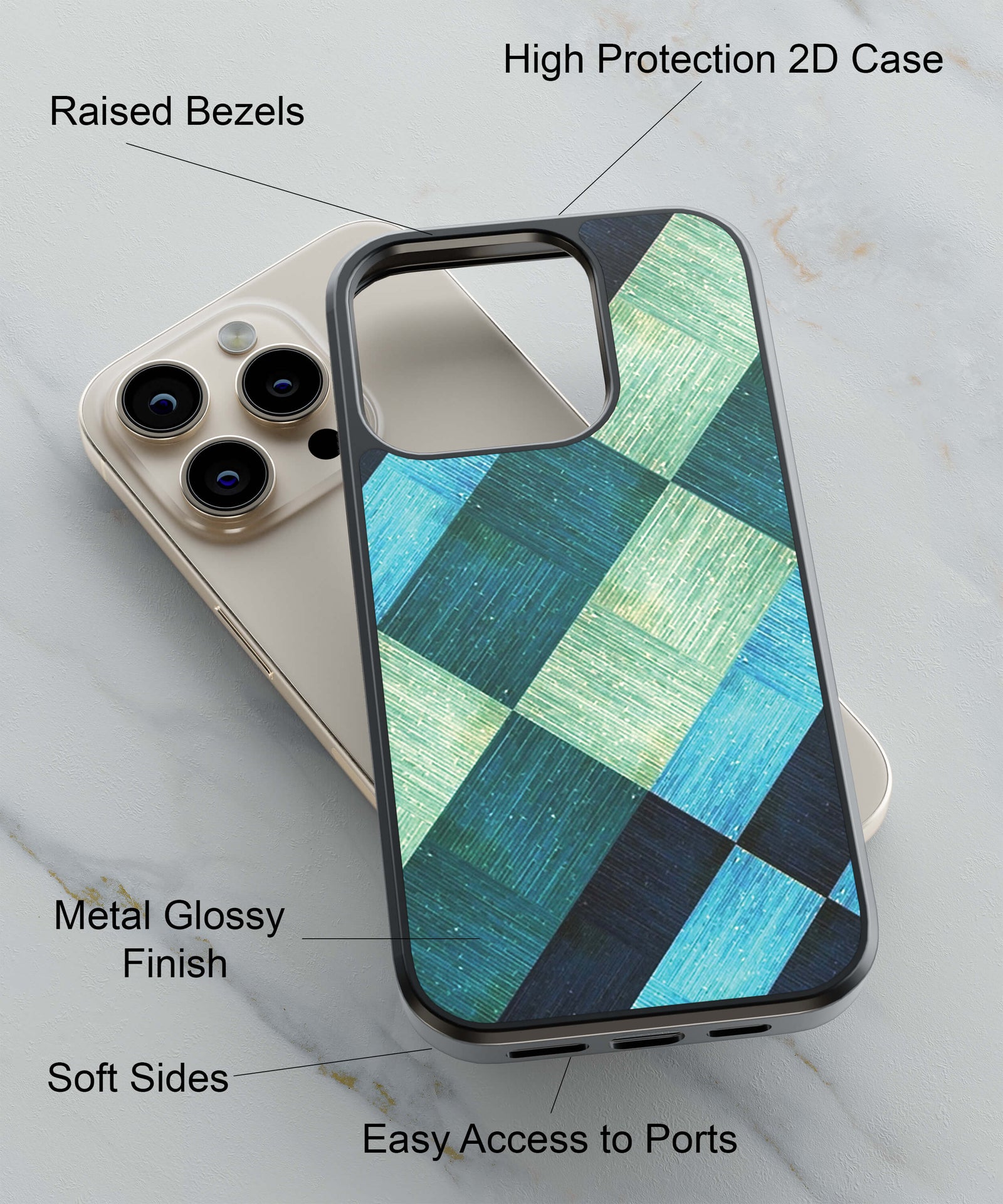 3D Tiles Back Cover for 2D Hybrid TPU And Metal CaseD2170Hybrid Metal TPU
