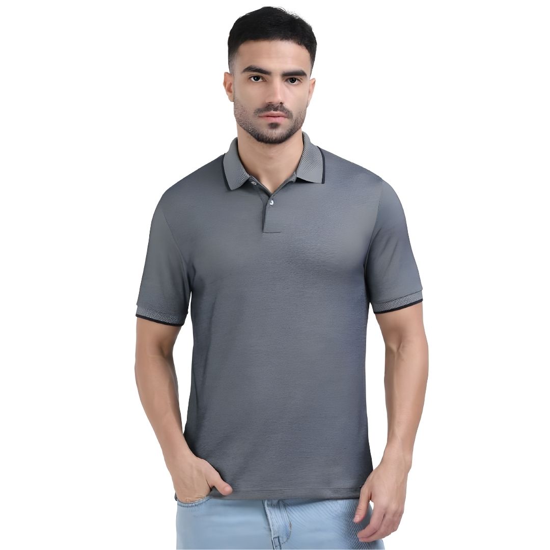 Mens Grey Polo T-Shirt – Stylish Cotton Comfort Wear