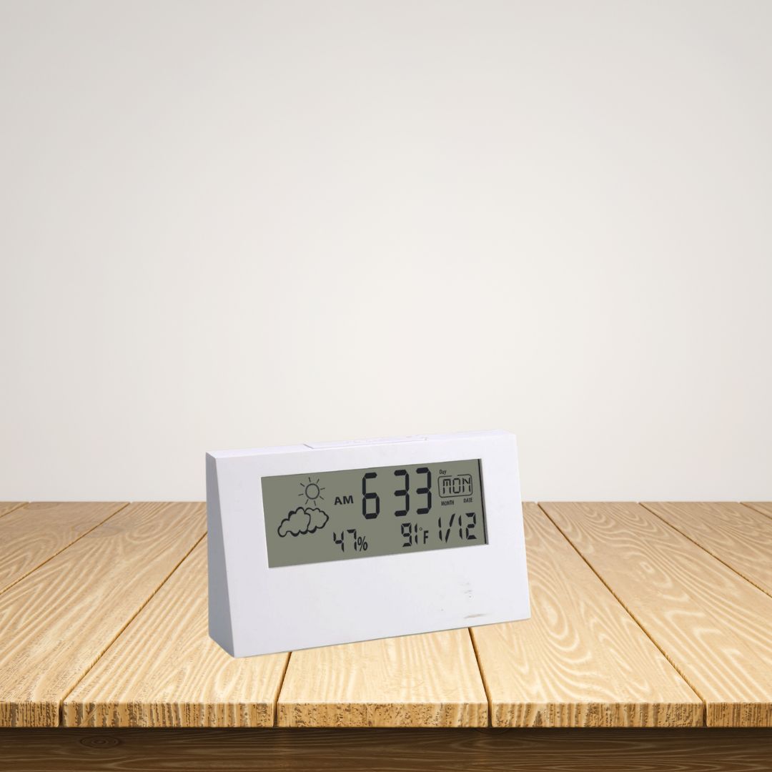 A104  Sharp Weather Station Clock with Backlight – Power Plus