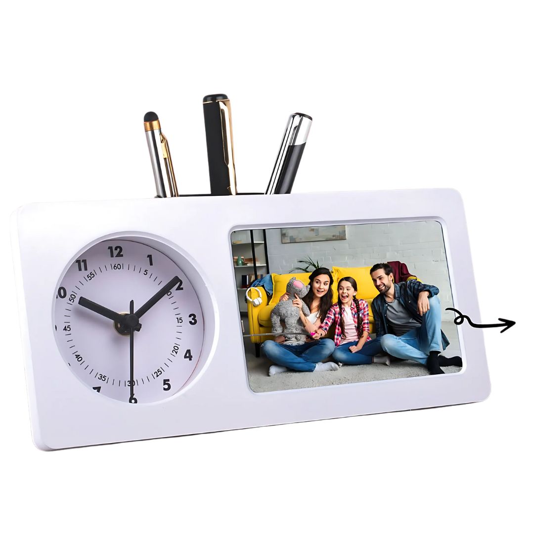 Large Clock with Photo Frame and Tumbler