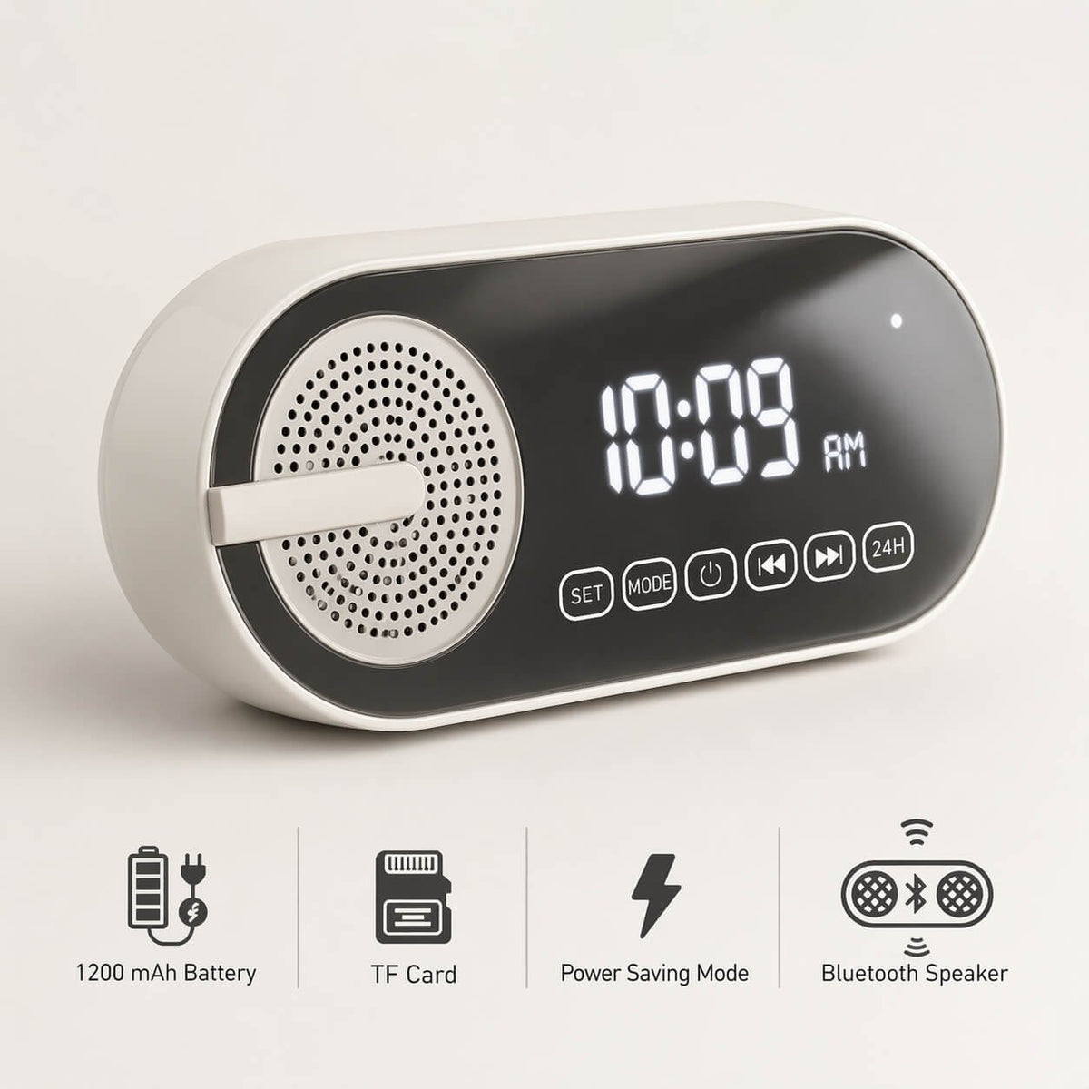 TimeWave Nano: Capsule style clock with Bluetooth speaker  — corporate gift