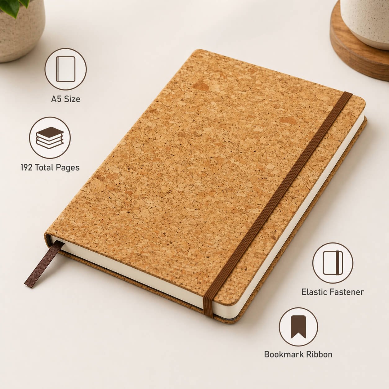 Cork Eco friendly A5 notebook with Memorandum & Edge coloring  — corporate gift