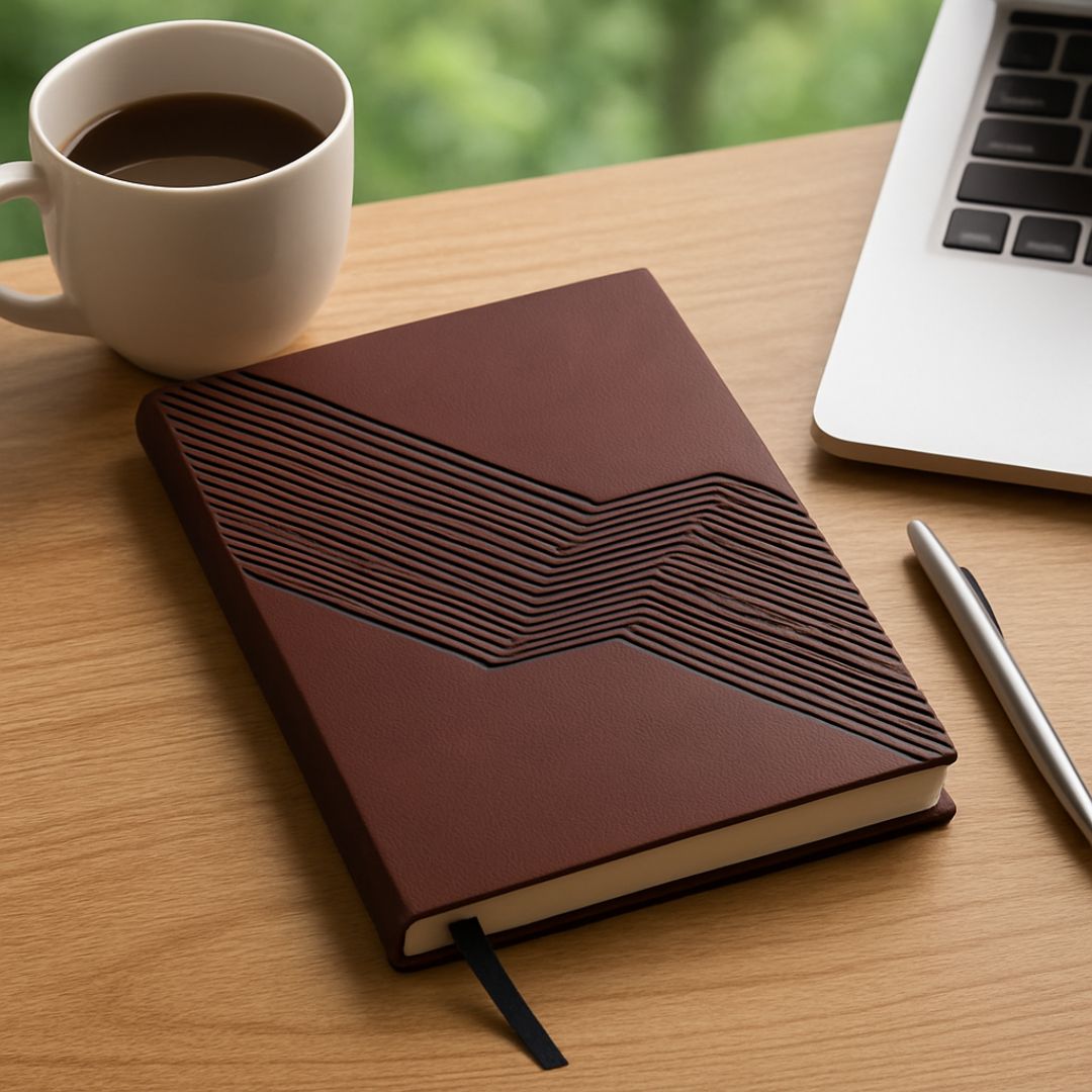Stylish Ambience A5 notebooks displayed on wooden desk