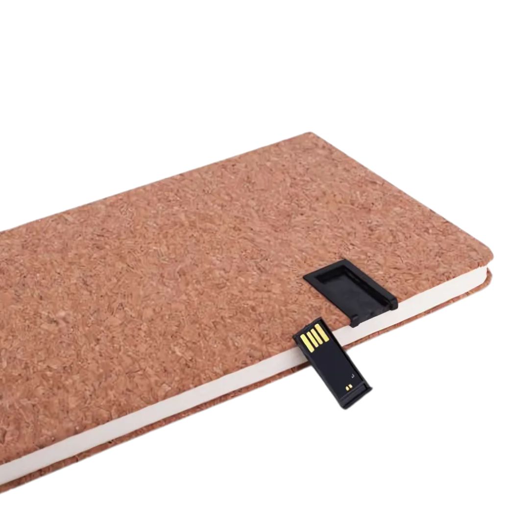 Hard bound cork notebook with elastic fastener, eco-friendly office stationery